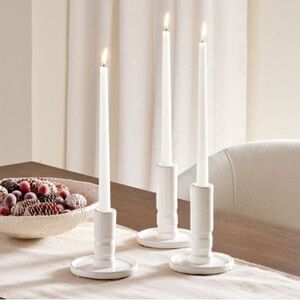 Pottery Barn Cecille Ceramic White Candle Holders, Small - brand new, set of two